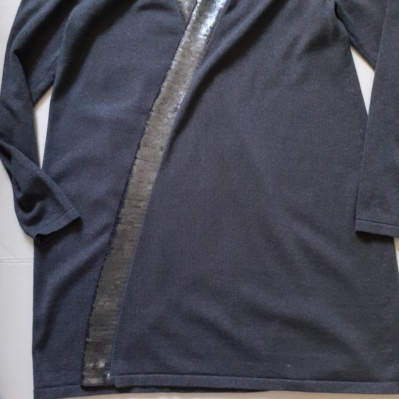 Soft Surroundings Metallic Shimmer Knit Open Cardigan Sequin Trim Gray Size L - Picture 9 of 12